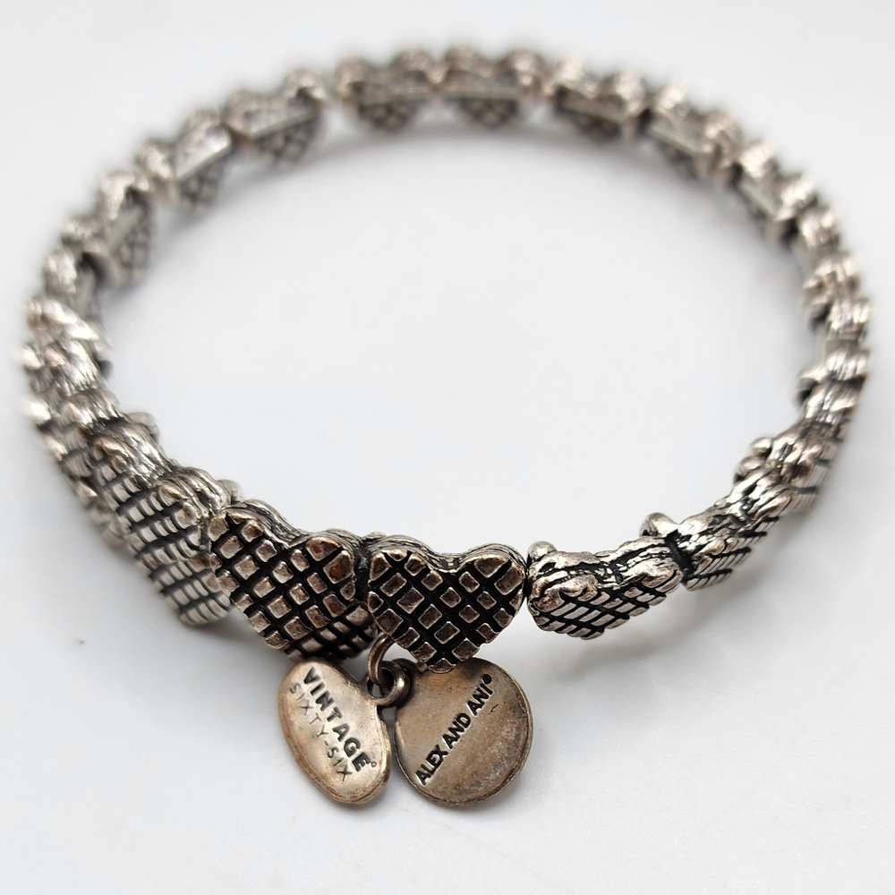 Alex & Ani Silver Vintage Sixty-Six Heart Bracelet - Picture 7 of 9